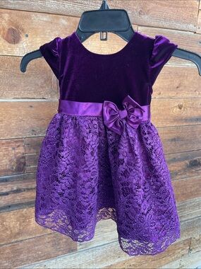 Joan Michelle 2T Purple Velvet Lace Party Dress Holiday Christmas Toddler